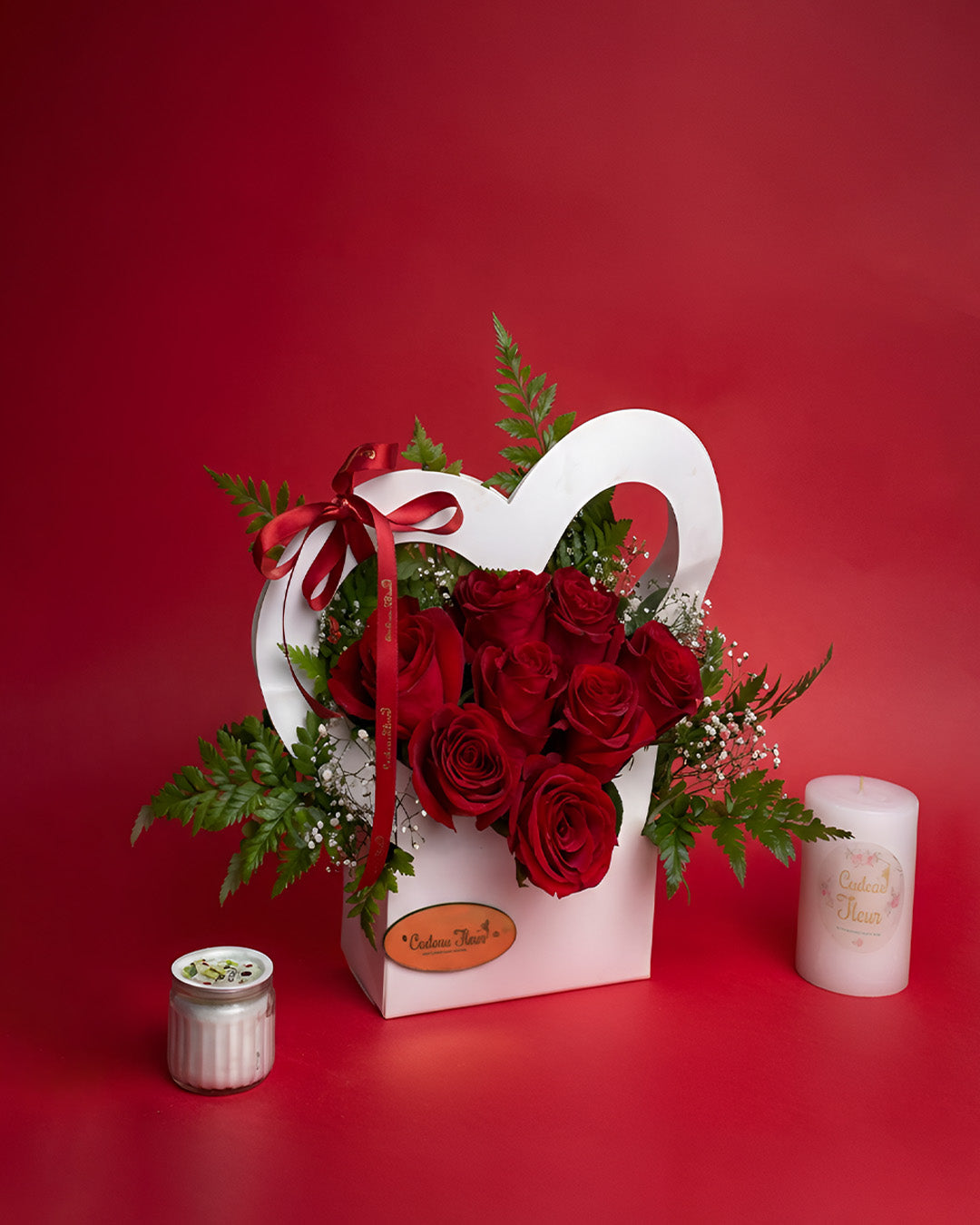 Pure Love White Heart Roses