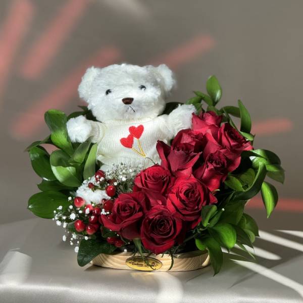 Warm Embrace Teddy Floral Arrangement