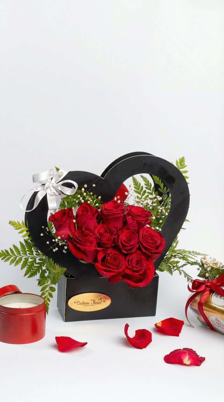 Pure Love Black Heart Roses